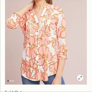 Maeve Anthropologie Floral Pin-tucked Blouse GUC size Small